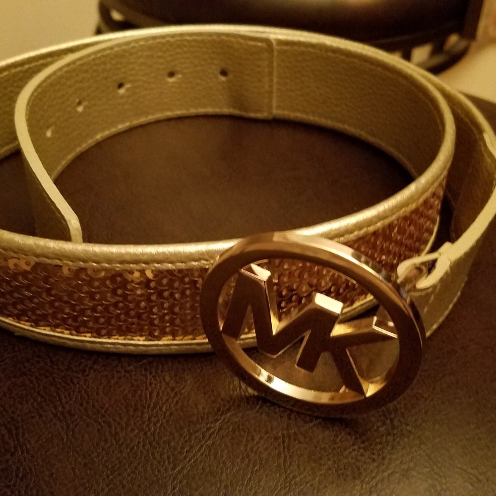 New MK gold leather and sequin belt.